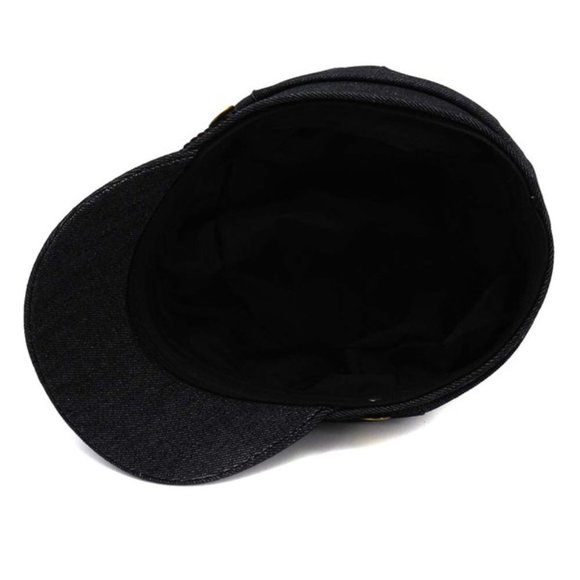 Black Denim Military Cap - Picture 4 of 7